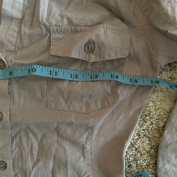MAJORA 3/4 Sleeve Gray Shirt Button Down Blouse With Pockets Size S - Picture 7 of 9